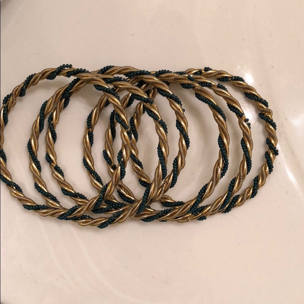 Green and gold bracelet set